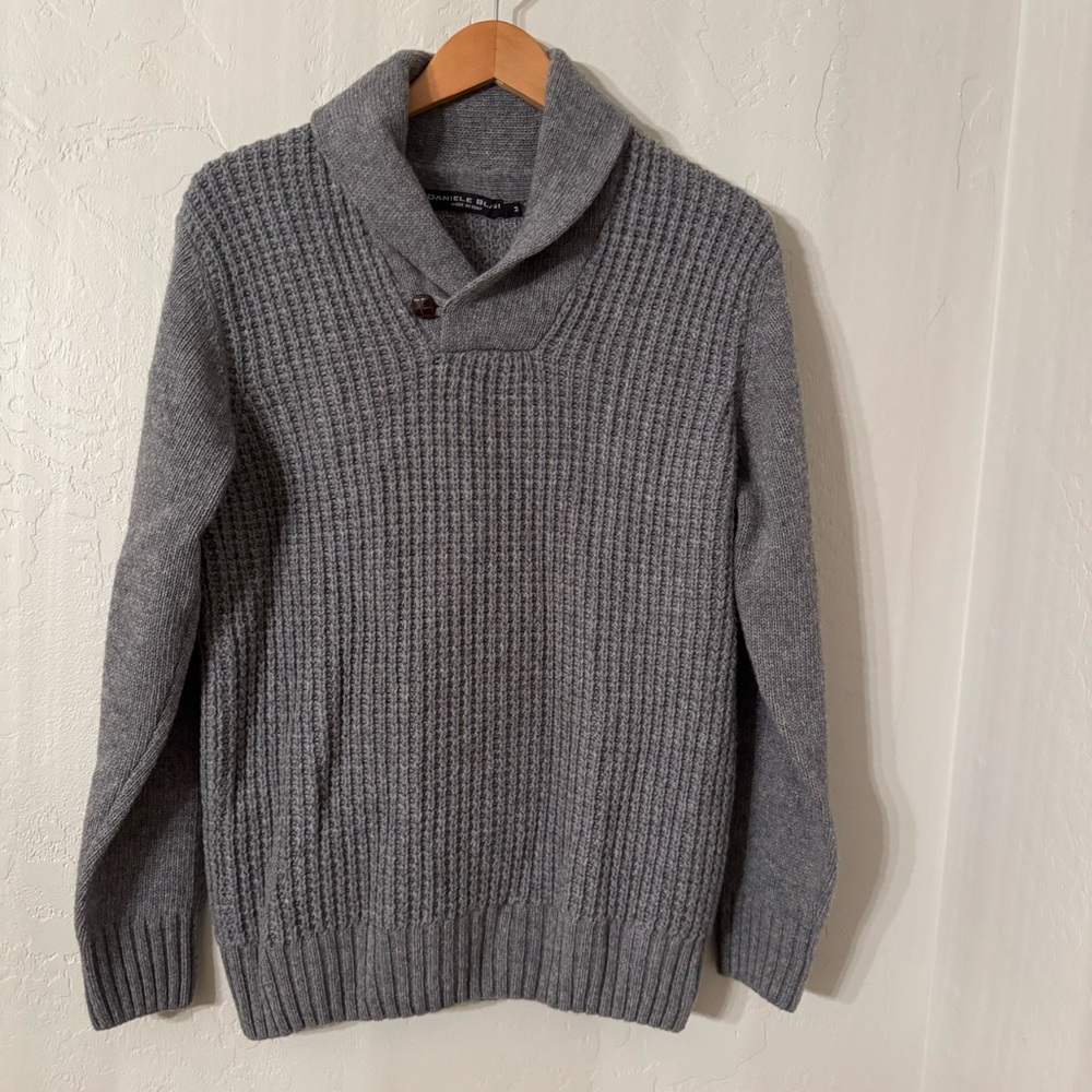 Daniele Blasi Men's Gray‎ Wool Blend Shawl Collar Knit Pull Over Sweater Size M